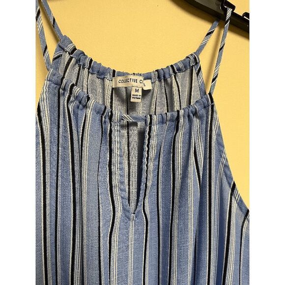 Collective Concepts Womens Halter Neck Romper Blue Striped Sz M - Picture 2 of 4